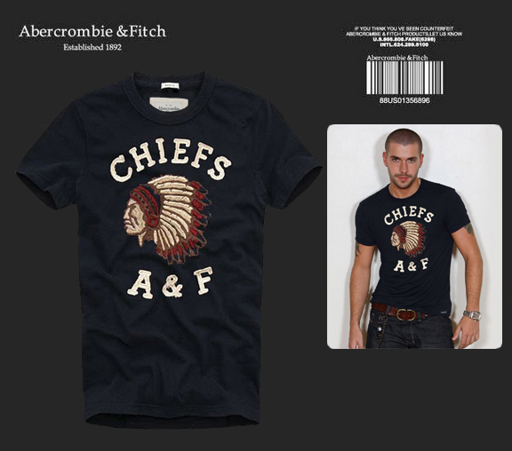 Abercrombie Fitch Hombres De Cuello Redondo Con Gente Fotos Corto Remera AF5700